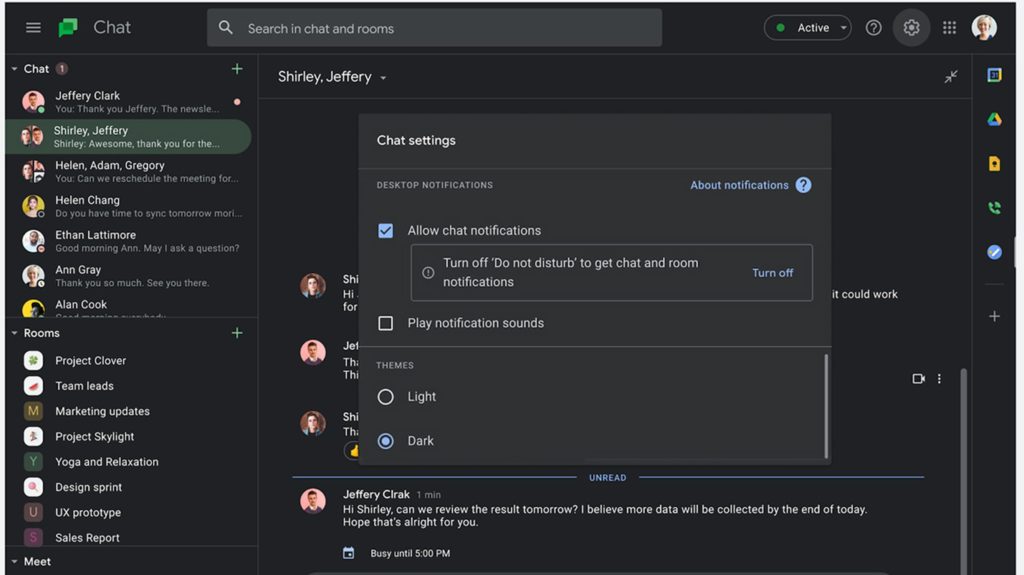 Google Chat on the Web Gets Much-Needed Dark Mode
