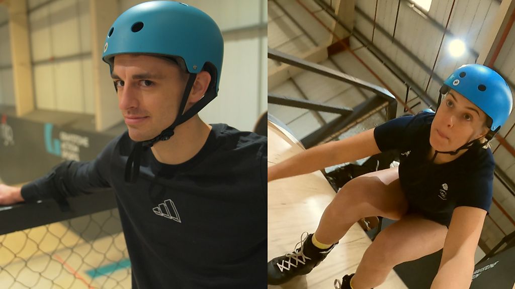 Winter Olympics: Max Whitlock trains with freestyle skier Katie Summerhayes