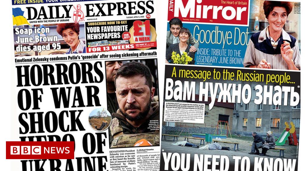 The Papers: Zelensky ‘haunted’ by Bucha visit, and tribute to soap icon
