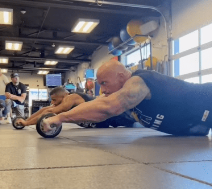 Watch The Rock Do a Killer Core Workout With NFL Player Aaron Donald